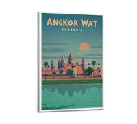 Quadro decorativo da parete su tela, stile retrò con architettura religiosa, Cambogia, Angkor Wat, decorazione moderna per camera da letto, 20 x 30 cm