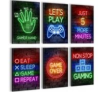 Quadro decorativo Gioco Console Gamer - Completamente Pronto Da Appendere - Decorazione Elegante - Set 6 Immagini - N005264a