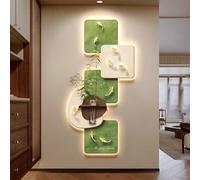 Quadro decorativo in arenaria a LED, decorazione da parete in arenaria con spazio idroponico, moderna scultura decorativa da parete a LED con pianta simulata(A,60 * 120cm)