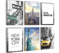 Quadro decorativo New York - Completamente Pronto Da Appendere - Decorazione Elegante - Set 6 Immagini - N001164a