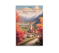 Quadro decorativo su tela con paesaggi tedeschi Baden - Württemberg, paesaggio autunnale, decorazione moderna per camera da letto, 30 x 45 cm