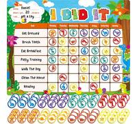 Quadro delle Ricompense Magnetico, Lavagna per Compiti a Secco Cancellabile - Un Quadro & 72 Magneti per Ricompense, Tema Dinosauri, Tracciatore del Comportamento per la Routine Giornaliera