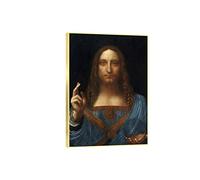 Quadro di Arte della Parete incorniciata dalla Religione. Famoso Dipinto su Tela: Cristo Come Salvator Mundi. Poster Cristiano per Soggiorno 30x45cm Cornice Dorata
