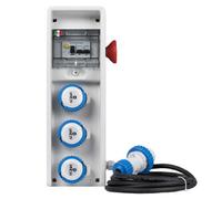 Quadro di Distribuzione da Cantiere 3 Prese 16A 230V IP65 con Pulsante di Emerge