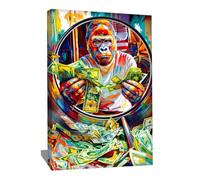 Quadro di Gorilla - Cornice decorativa da parete Pop Art - Tela umoristica - Quadro da parete - Quadro da parete con animali, tela Street Art grande formato, idea decorativa per soggiorno, 80 x 60 cm