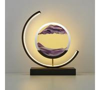 quadro di sabbia rotante, Cornice foto in sabbia 3D c/rotazione a 360°/lampada a LED multicolore(Purple,Black Frame)