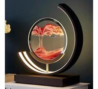 quadro di sabbia rotante, Cornice foto in sabbia 3D c/rotazione a 360°/lampada a LED multicolore(Red,Black Frame)