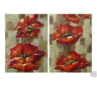 QUADRO DIPINTO SU TELA C/PAPAVERI ROSSI 35X91 COD020724