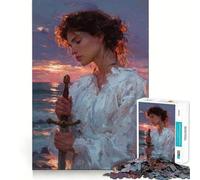 Quadro "Donna con spada al tramonto" - Puzzle da 1000 pezzi per ragazzi - Gioco di apprendimento cognitivo - Incastro perfetto - Compatto e divertente per tutta la famiglia (50x75cm)
