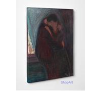 Quadro Edvard Munch Il Bacio Stampa su Tela Canvas in Cotone Vernice Pennellate