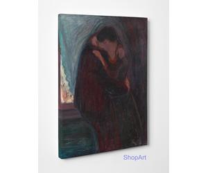 Quadro Edvard Munch Il Bacio Stampa su Tela Canvas in Cotone Vernice Pennellate