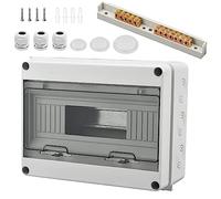 Quadro Elettrico Esterno, 12 Moduli Scatola Stagna IP65, Con 7 Terminali, 3 Connettori, per Esterni, Giardini, Stazioni di Ricarica, siti Industriali (12 Moduli)