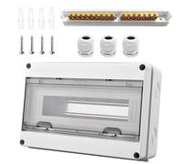 Quadro Elettrico Esterno, 15 Moduli Scatola Stagna IP65, Con 7 Terminali, 3 Connettori, per Esterni, Giardini, Stazioni di Ricarica, siti Industriali (15 Moduli)