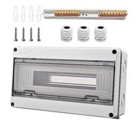 Quadro Elettrico Esterno, 18 Moduli Scatola Stagna IP65, Con 9 Terminali, 3 Connettori, per Esterni, Giardini, Stazioni di Ricarica, siti Industriali (18 Moduli)