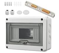 Quadro Elettrico Esterno, 8 Moduli Scatola Stagna IP65, Con 4 Terminali, 2 Connettori, per Esterni, Giardini, Stazioni di Ricarica, siti Industriali (8 Moduli)