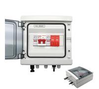 Quadro Elettrico Esterno,Consumer Unit Scatola combinatrice solare fotovoltaica fotovoltaica da 500 V 1 ingresso 1 uscita con protezione contro i fulmini Fusibile CC MCB SPD Scatola impermeabile(DC MC