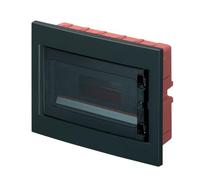 Quadro elettrico IP40, montaggio ad incasso, 12 moduli, 320x240x80mm, cornice nera, Centralino con portello trasparente fume', scatola di distribuzione per installazioni elettriche, professionale