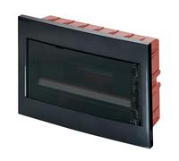 Quadro elettrico IP40, montaggio ad incasso, 18 moduli, 430x260x80mm, cornice nera, Centralino con portello trasparente fume', scatola di distribuzione per installazioni elettriche, professionale