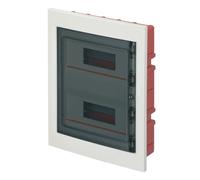 Quadro elettrico IP40, montaggio ad incasso, 24 moduli (2x12), 320x388x80mm, cornice bianca, Centralino con portello trasparente fume', scatola di distribuzione per installazioni elettriche