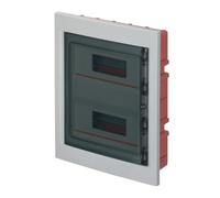 Quadro elettrico IP40, montaggio ad incasso, 24 moduli (2x12), 320x388x80mm, cornice grigia, Centralino con portello trasparente fume', scatola di distribuzione per installazioni elettriche