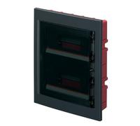 Quadro elettrico IP40, montaggio ad incasso, 24 moduli (2x12), 320x388x80mm, cornice nera, Centralino con portello trasparente fume', scatola di distribuzione per installazioni elettriche
