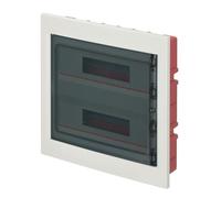 Quadro elettrico IP40, montaggio ad incasso, 36 moduli (2x18), 430x410x80mm, cornice bianca, Centralino con portello trasparente fume', scatola di distribuzione per installazioni elettriche