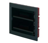 Quadro elettrico IP40, montaggio ad incasso, 36 moduli (2x18), 430x410x80mm, cornice nera, Centralino con portello trasparente fume', scatola di distribuzione per installazioni elettriche