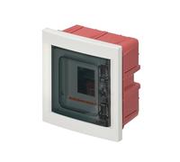 Quadro elettrico IP40, montaggio ad incasso, 4 moduli, 154x160x80mm, cornice bianca, Centralino con portello trasparente fume', scatola di distribuzione per installazioni elettriche, professionale