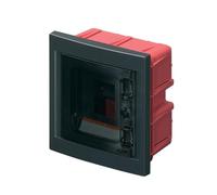 Quadro elettrico IP40, montaggio ad incasso, 4 moduli, 154x160x80mm, cornice nera, Centralino con portello trasparente fume', scatola di distribuzione per installazioni elettriche, professionale