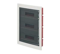 Quadro elettrico IP40, montaggio ad incasso, 54 moduli (3x18), 430x618x80mm, cornice bianca, Centralino con portello trasparente fume', scatola di distribuzione per installazioni elettriche