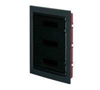 Quadro elettrico IP40, montaggio ad incasso, 54 moduli (3x18), 430x618x80mm, cornice nera, Centralino con portello trasparente fume', scatola di distribuzione per installazioni elettriche
