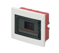 Quadro elettrico IP40, montaggio ad incasso, 8 moduli, 240x194x80mm, cornice bianca, Centralino con portello trasparente fume', scatola di distribuzione per installazioni elettriche, professionale