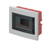 Quadro elettrico IP40, montaggio ad incasso, 8 moduli, 240x194x80mm, cornice grigia, Centralino con portello trasparente fume', scatola di distribuzione per installazioni elettriche, professionale