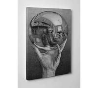 Quadro Escher Mano con Sfera Riflettente Stampa su Tela Canvas Effetto Dipinto