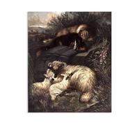 Quadro Famoso su Tela Edwin Landseer Due cani in guardia da due agnelli Poster e Stampe Riproduzione Quadri su Tela Arte Murale Per Soggiorno Decorazione Parete Regalo90x70cm(35x28in)Senza cornice