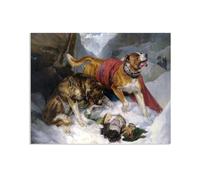 Quadro Famoso su Tela Edwin Landseer Mastiff alpini che rianimano il Poster e Stampe Riproduzione Quadri su Tela Arte Murale Per Soggiorno Decorazione Parete Regalo35x30cm(14x12in)Senza cornice
