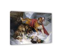 Quadro Famoso su Tela Edwin Landseer Mastiff alpini che rianimano il Poster e Stampe Riproduzione Quadri su Tela Arte Murale Per Soggiorno Decorazione Parete Regalo95x80cm(37x31in)Con cornice