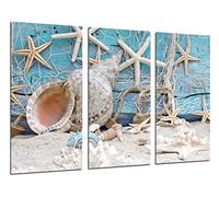 Quadro fotografico Paesaggio Mar Vintage, conchiglie, lumache, spiaggia, sabbia. Dimensioni totali: 97 x 62 cm XXL
