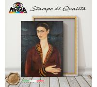 QUADRO Frida Kahlo Autoritratto con vestito di velluto STAMPA TELA CANVAS TOP