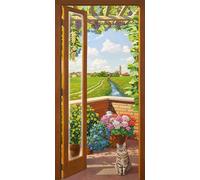 Quadro Giardino Finestra sulla Campagna Stampa su Mdf Tela Swarovski Arredo Casa