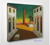 Quadro Giorgio de Chirico Piazza d'Italia con Cavallo Stampa su Tela con Vernice
