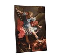 Quadro - Guido Reni, San Michele Arcangelo - Stampa su Tela - Riproduzione Artigianale Digitalizzata - Pronto da Appendere, 50x70 cm