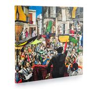 Quadro Guttuso Comizio di Quartiere Stampa su Tela Vernice Pennellate
