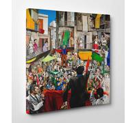 Quadro Guttuso Comizio di Quartiere Stampa su Tela Vernice Pennellate