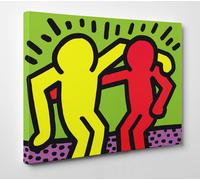 Quadro HARING Best Buddies 2 Stampa su Tela Canvas Cotone Vernice Pennellate