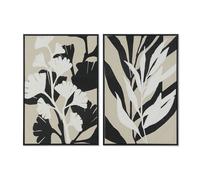 Home ESPRIT Quadro Bianco Nero Beige Foglia di pianta Urbana 63 x 4,3 x 93 cm (2 Pezzi)