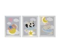Quadro Home ESPRIT Giallo Grigio Per bambini 30 x 1,8 x 40 cm [4 Unità]