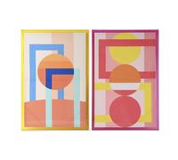 Quadro Home ESPRIT Giallo Rosa Moderno Città 80 x 3,3 x 120 cm [2 Unità]