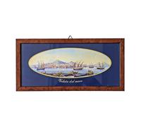 Quadro In Legno Da Parete Con Gancio, Veduta Dal Mare, 15x33 cm, Legno