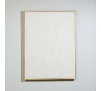 Quadro in lino con ricamo a rilievo beige e bianco 60x80 cm